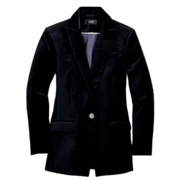 NWT JCrew Willa Velvet Blazer Jacket Womens 00 P Black Petite One Button Coat - Picture 12 of 12